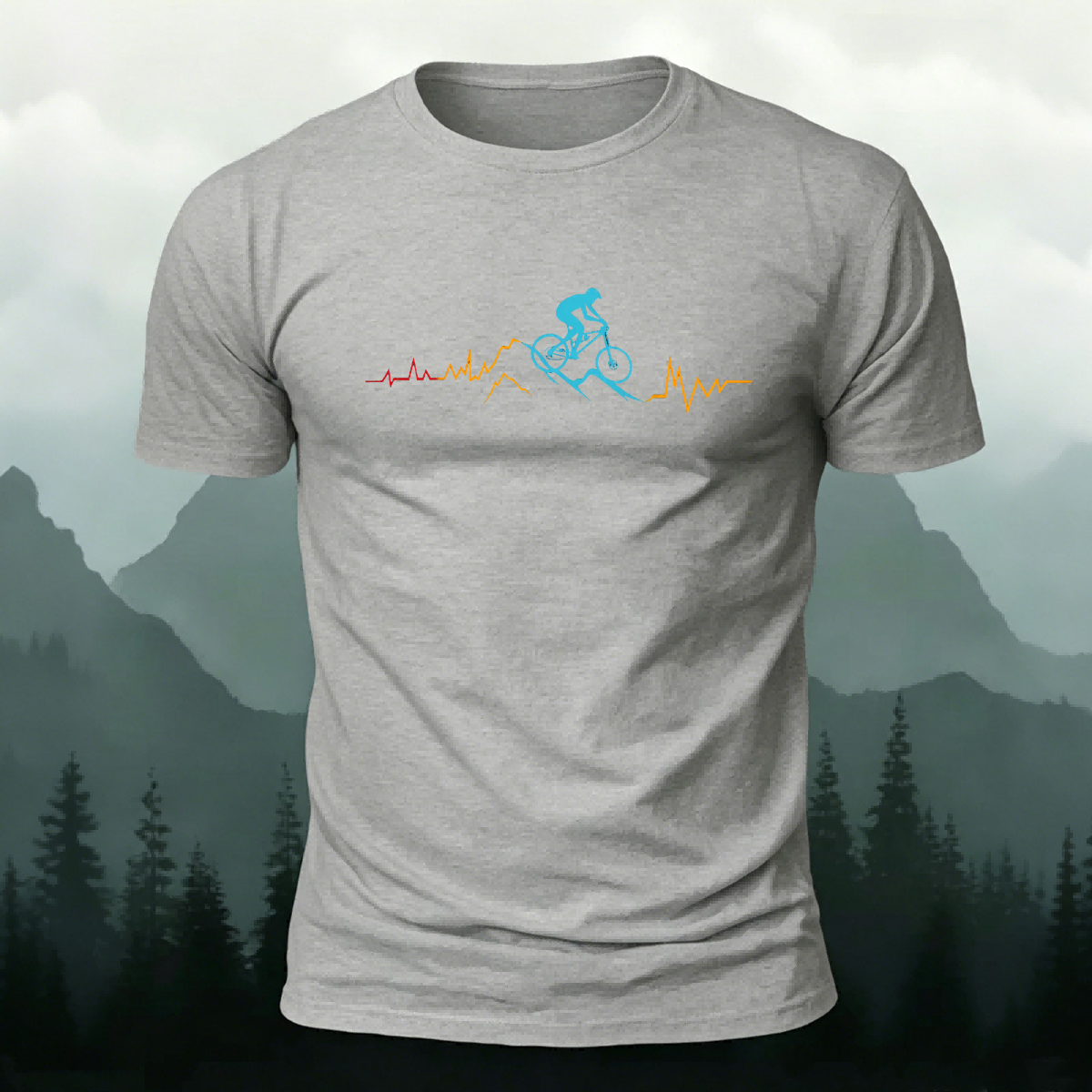 Mountain Bike Colorful Printed Combed Cotton Casual Tee