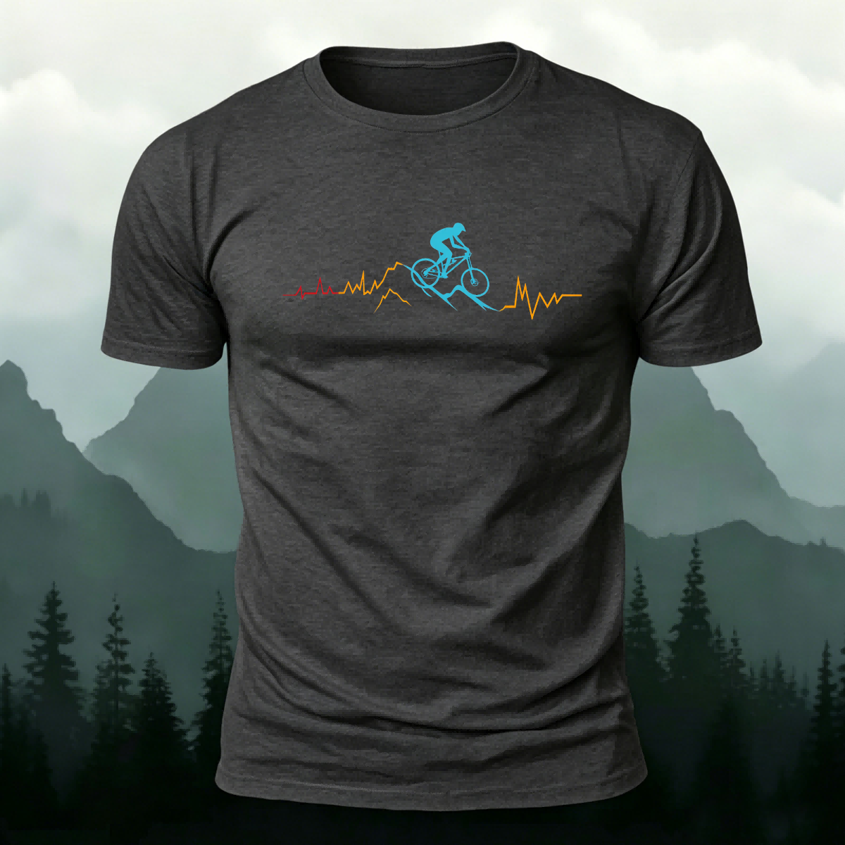 Mountain Bike Colorful Printed Combed Cotton Casual Tee