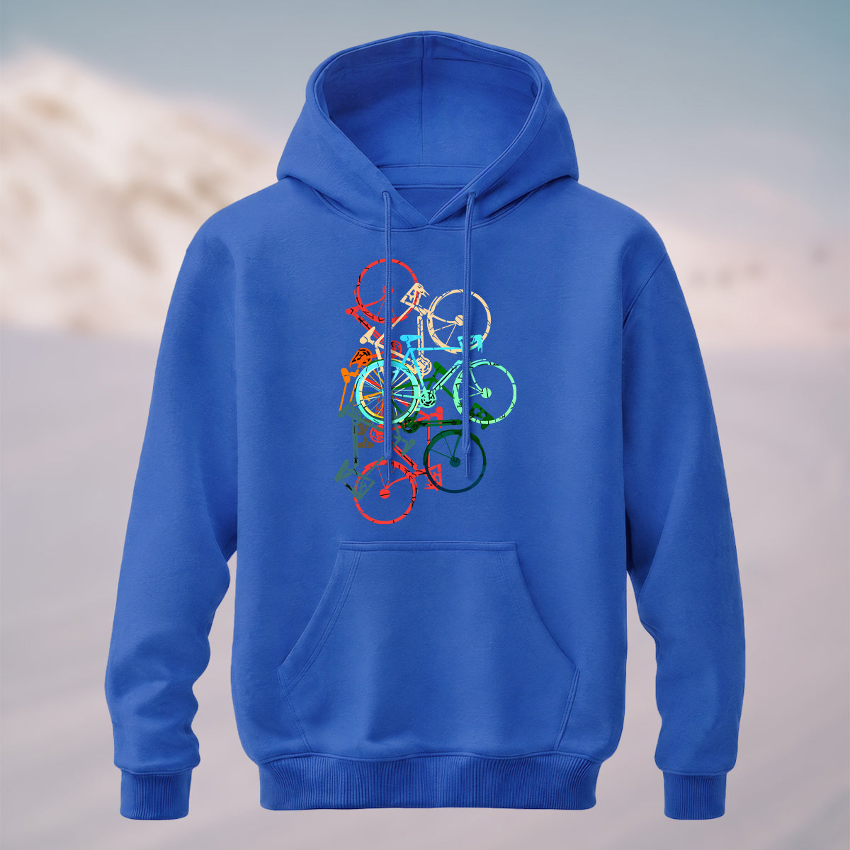 Cotton Made Colorful Bicycle Print Hoodie