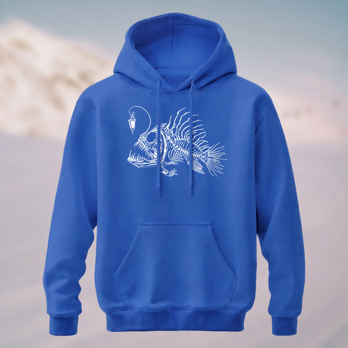 Cotton Made Deep Sea Anglerfish Skeleton Print Hoodie