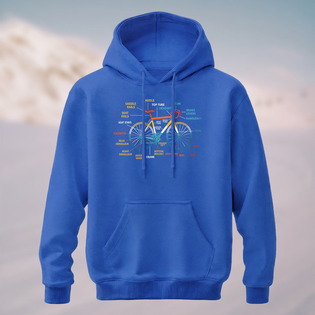 Cotton Made Creative Colorful Bicycle Print Hoodie