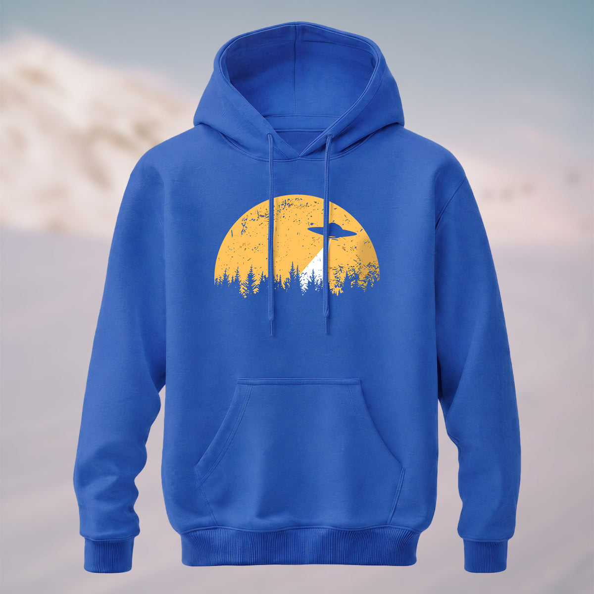 Cotton Made Alien Spaceship Print Hoodie