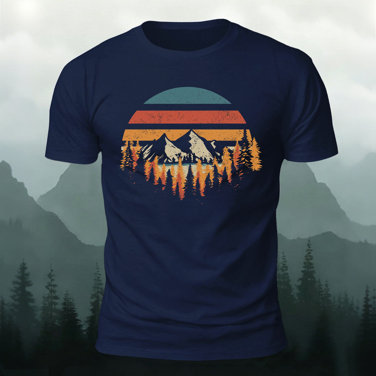 Men's Mountain Forest Deeply Wild Print T-shirt