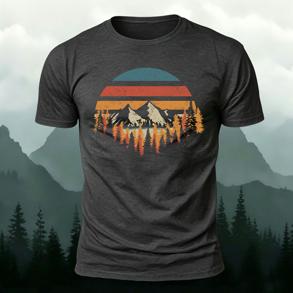 Men's Mountain Forest Deeply Wild Print T-shirt