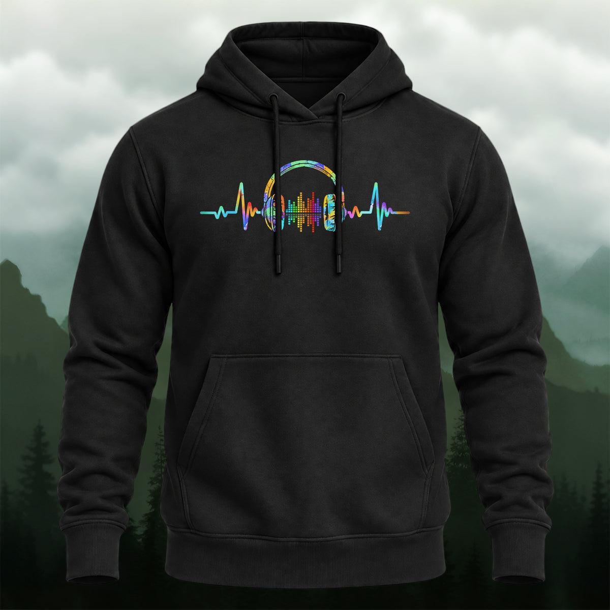 Cotton Made Vibrant Headphone Waveform Hoodie