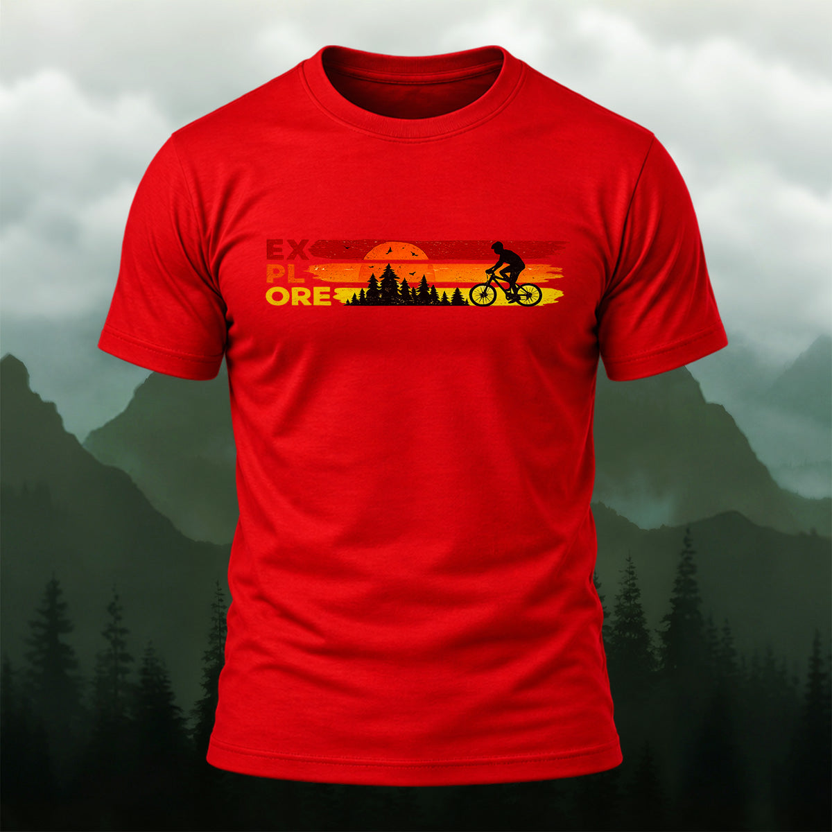 Vintage Sunset Cycling Soft Cotton T-Shirt