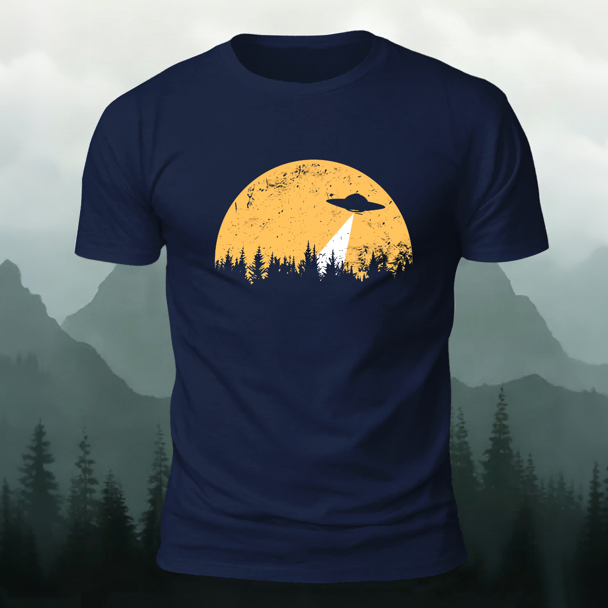 UFO Creative Print Casual Cotton T-Shirt