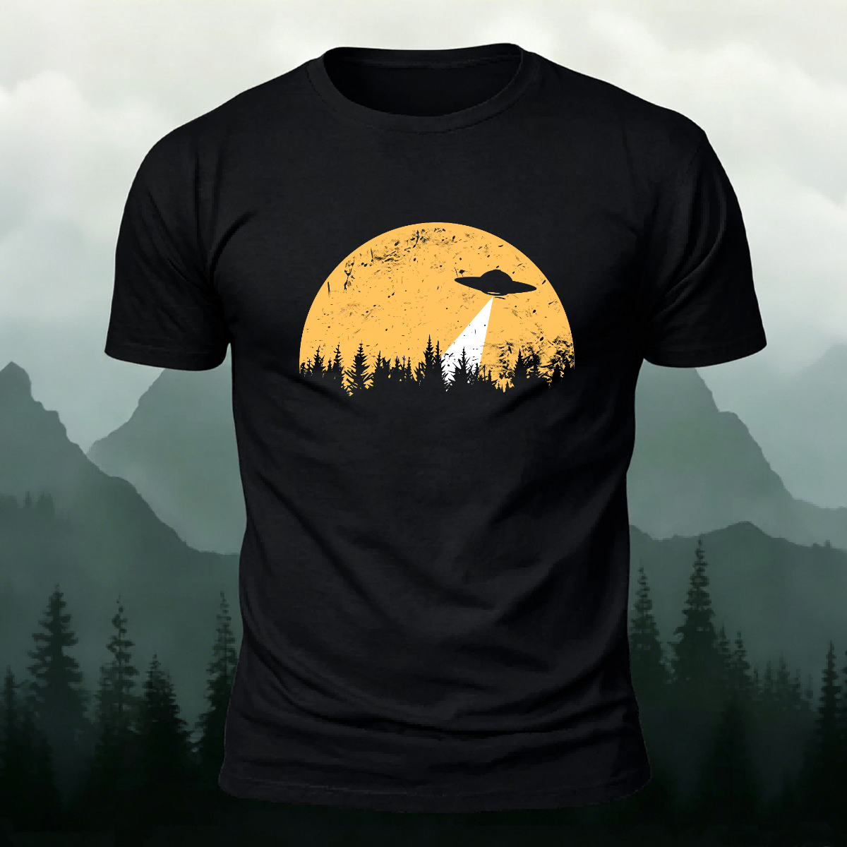 UFO Creative Print Casual Cotton T-Shirt