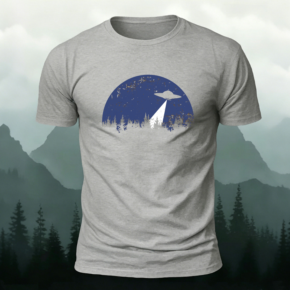 UFO Creative Print Casual Cotton T-Shirt