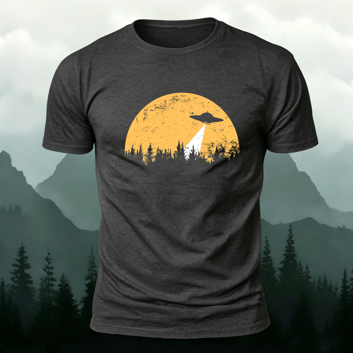 UFO Creative Print Casual Cotton T-Shirt