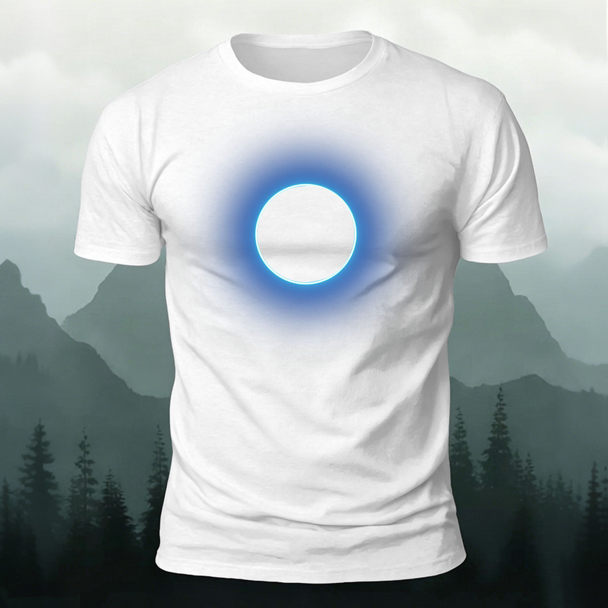DTG Glowing Circle Pattern Minimalist Breathable T-shirt