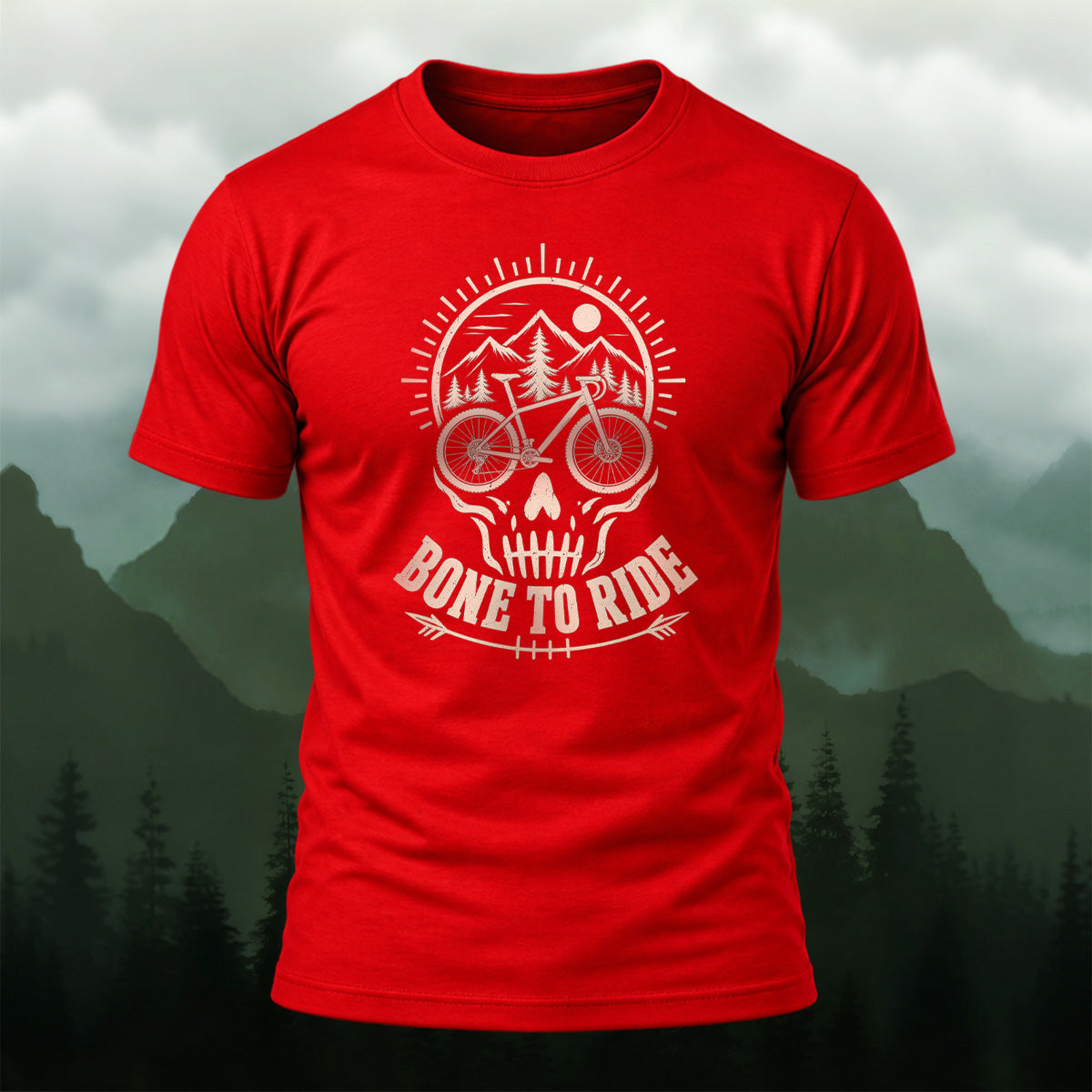 Retro Edgy Cycling Skull Premium Cotton T-Shirt