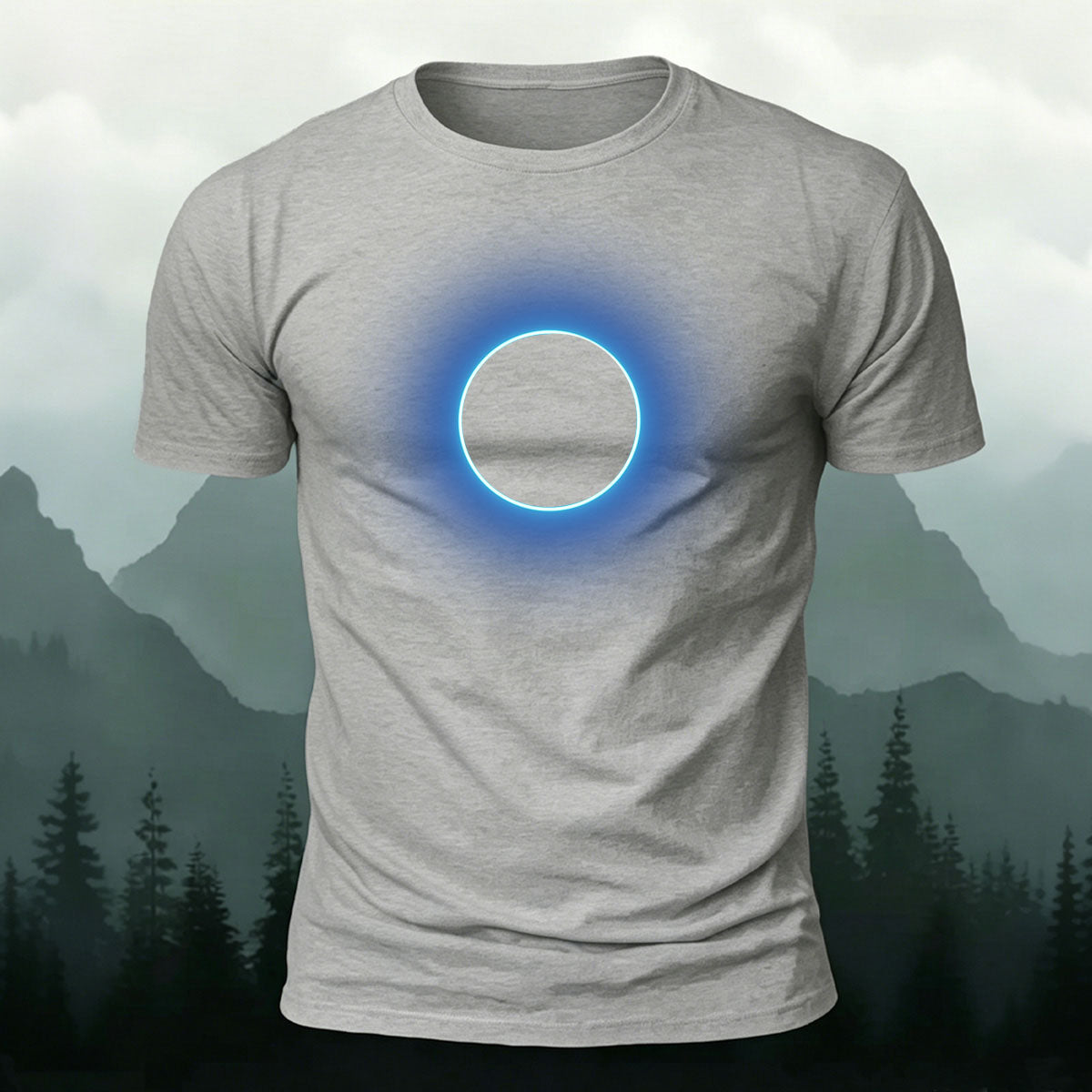 DTG Glowing Circle Pattern Minimalist Breathable T-shirt
