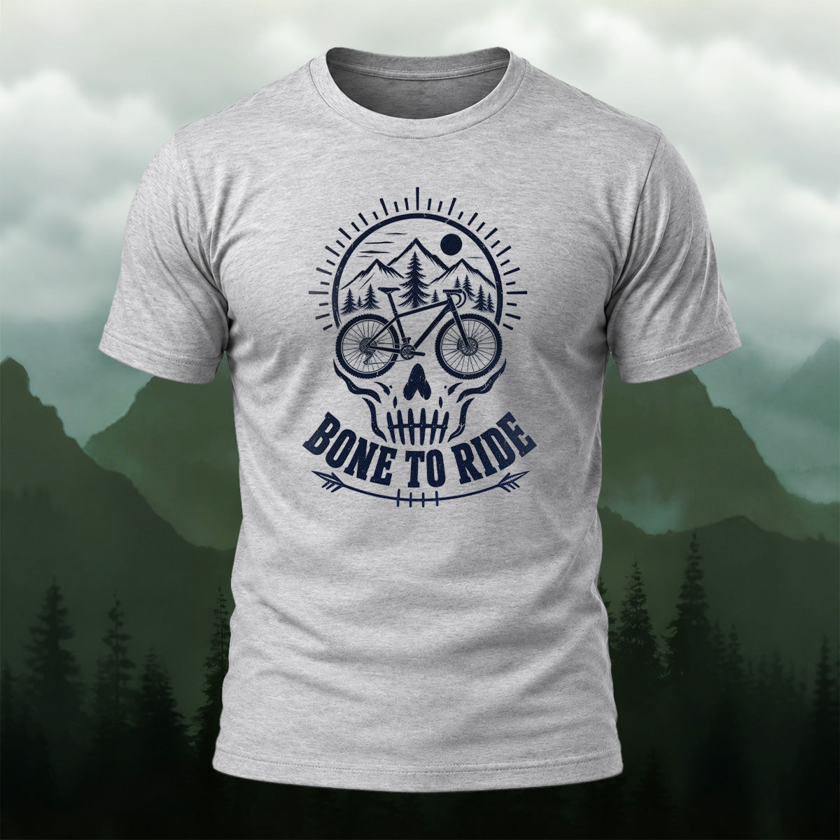 Retro Edgy Cycling Skull Premium Cotton T-Shirt