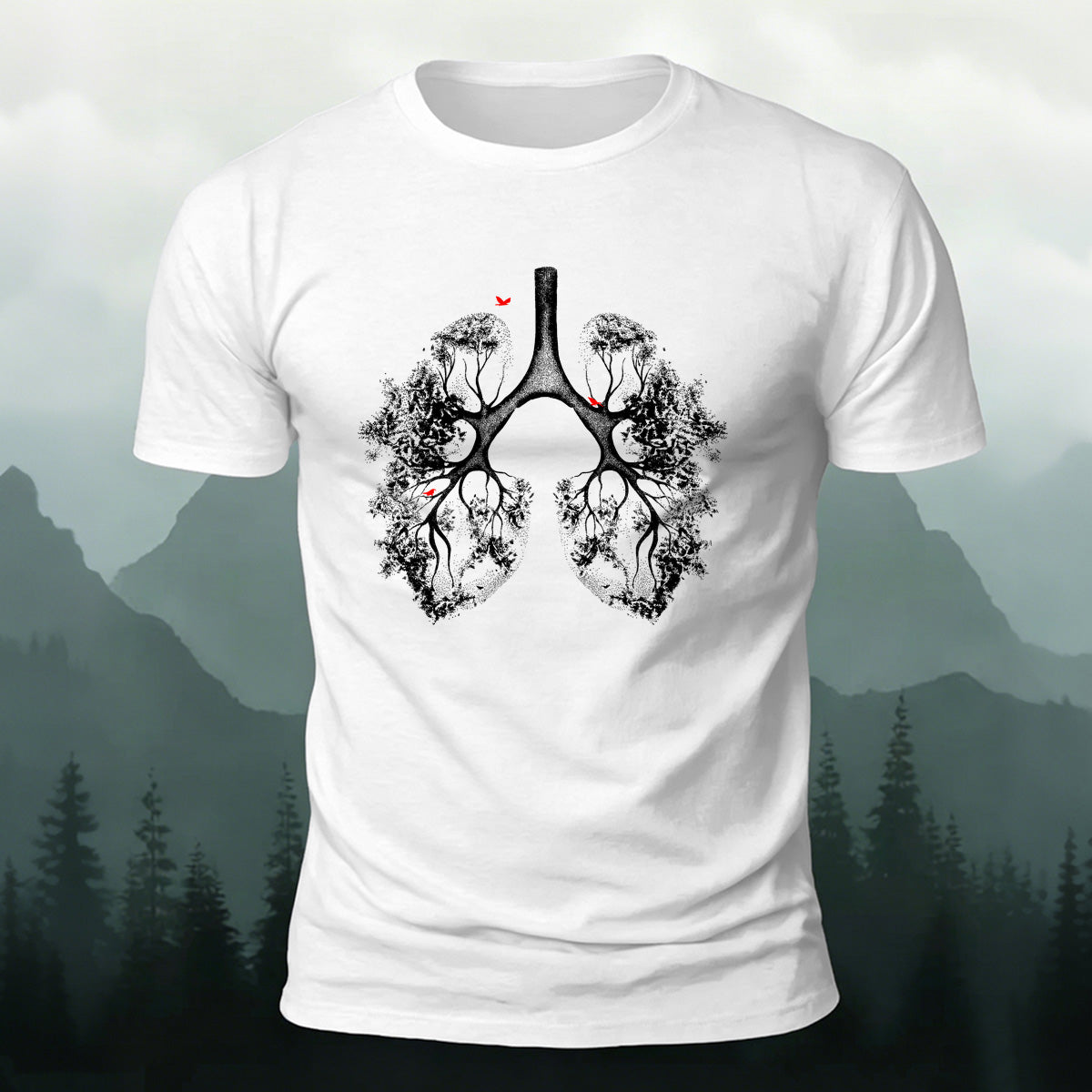 Lush Branches Lung Pattern Skin-friendly Cotton T-shirt
