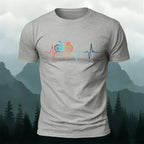 Bicycle ECG Print Casual Cotton T-Shirt