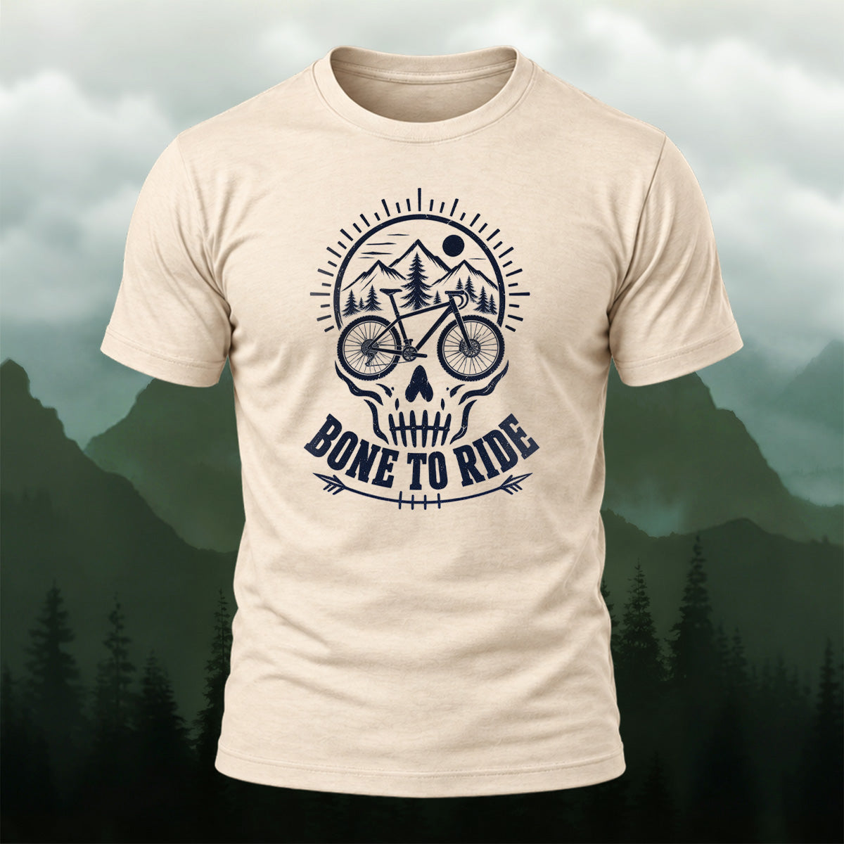 Retro Edgy Cycling Skull Premium Cotton T-Shirt