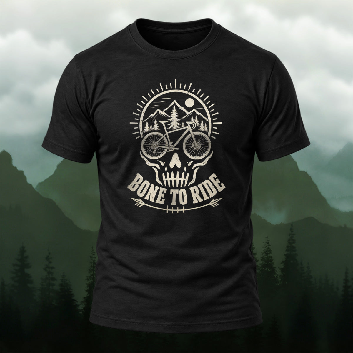 Retro Edgy Cycling Skull Premium Cotton T-Shirt