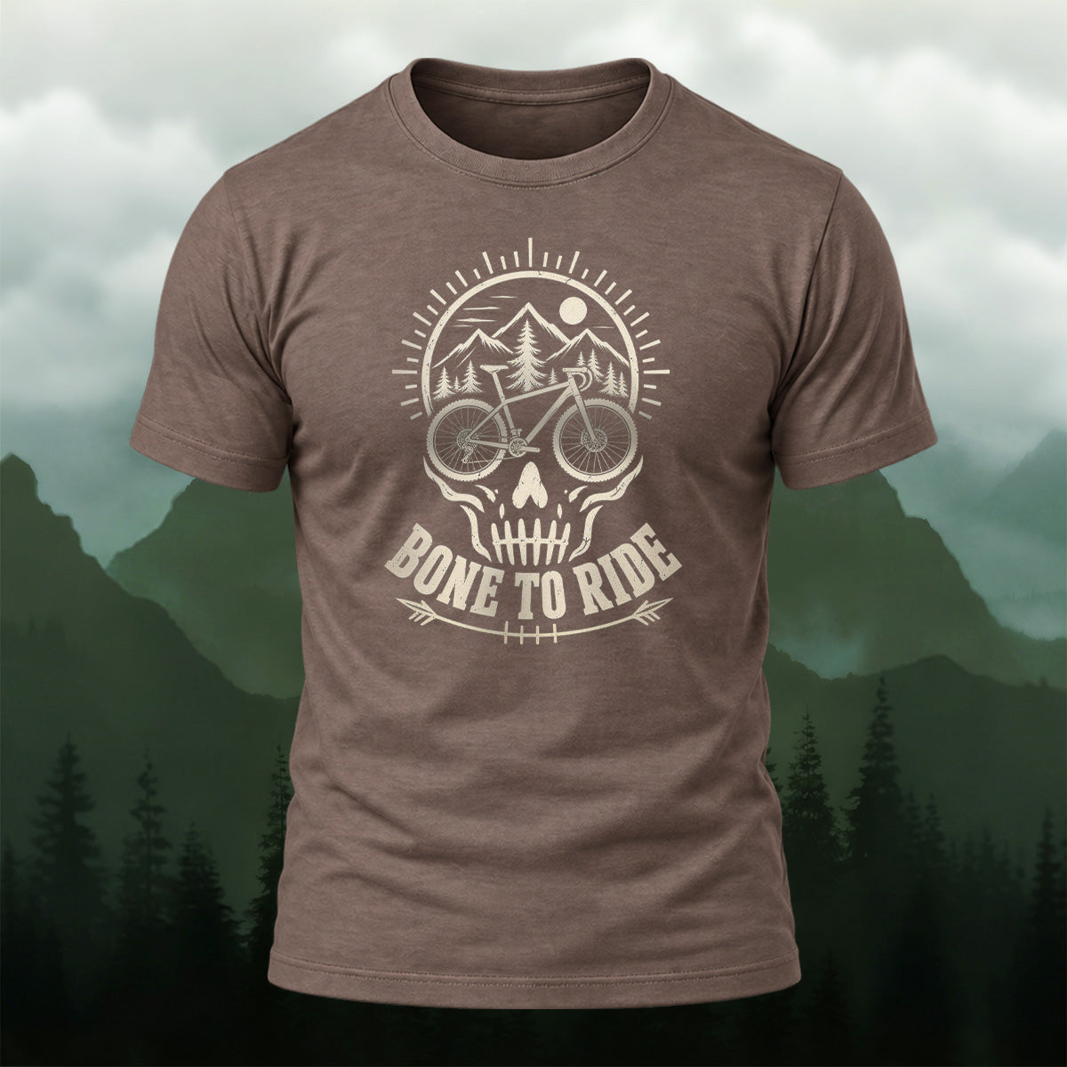 Retro Edgy Cycling Skull Premium Cotton T-Shirt