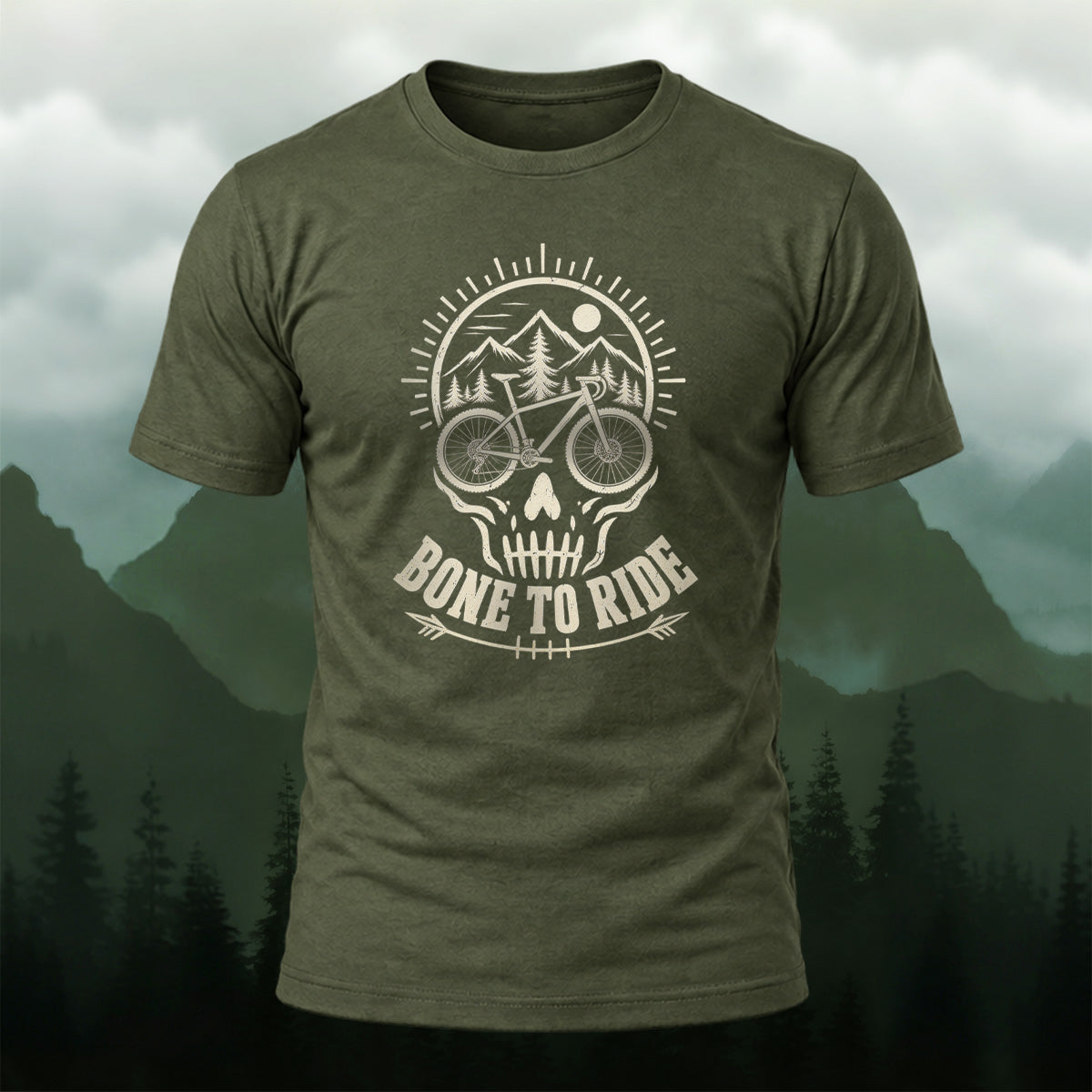 Retro Edgy Cycling Skull Premium Cotton T-Shirt