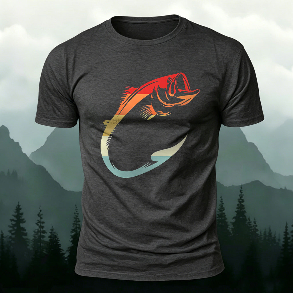 Creative Colorful Fish Hook Casual Cotton T-Shirt