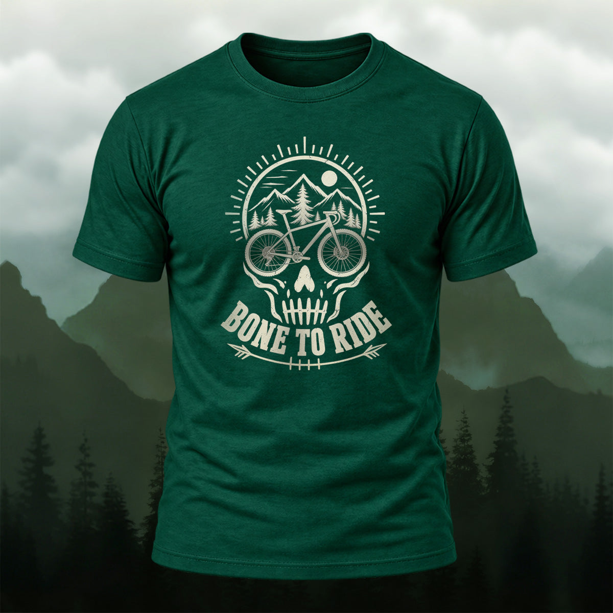 Retro Edgy Cycling Skull Premium Cotton T-Shirt