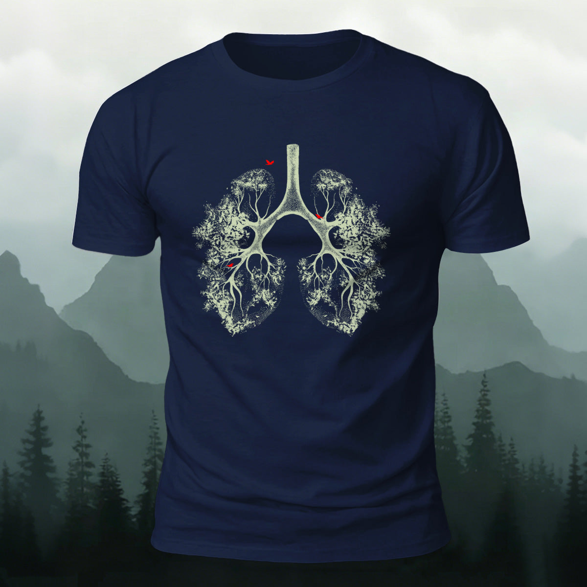 Lush Branches Lung Pattern Skin-friendly Cotton T-shirt