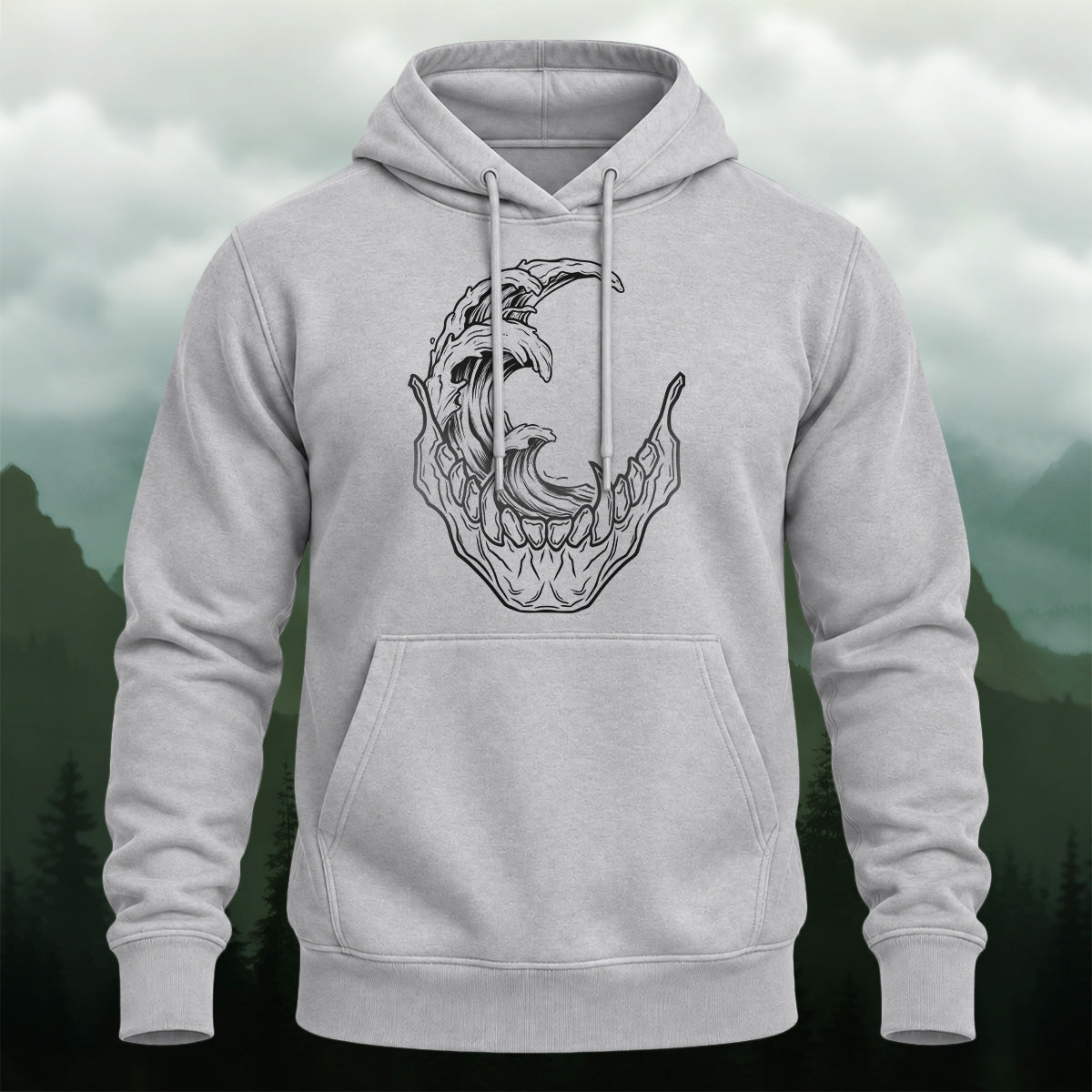 Cotton Made Abstract Skeleton Wave Hoodie
