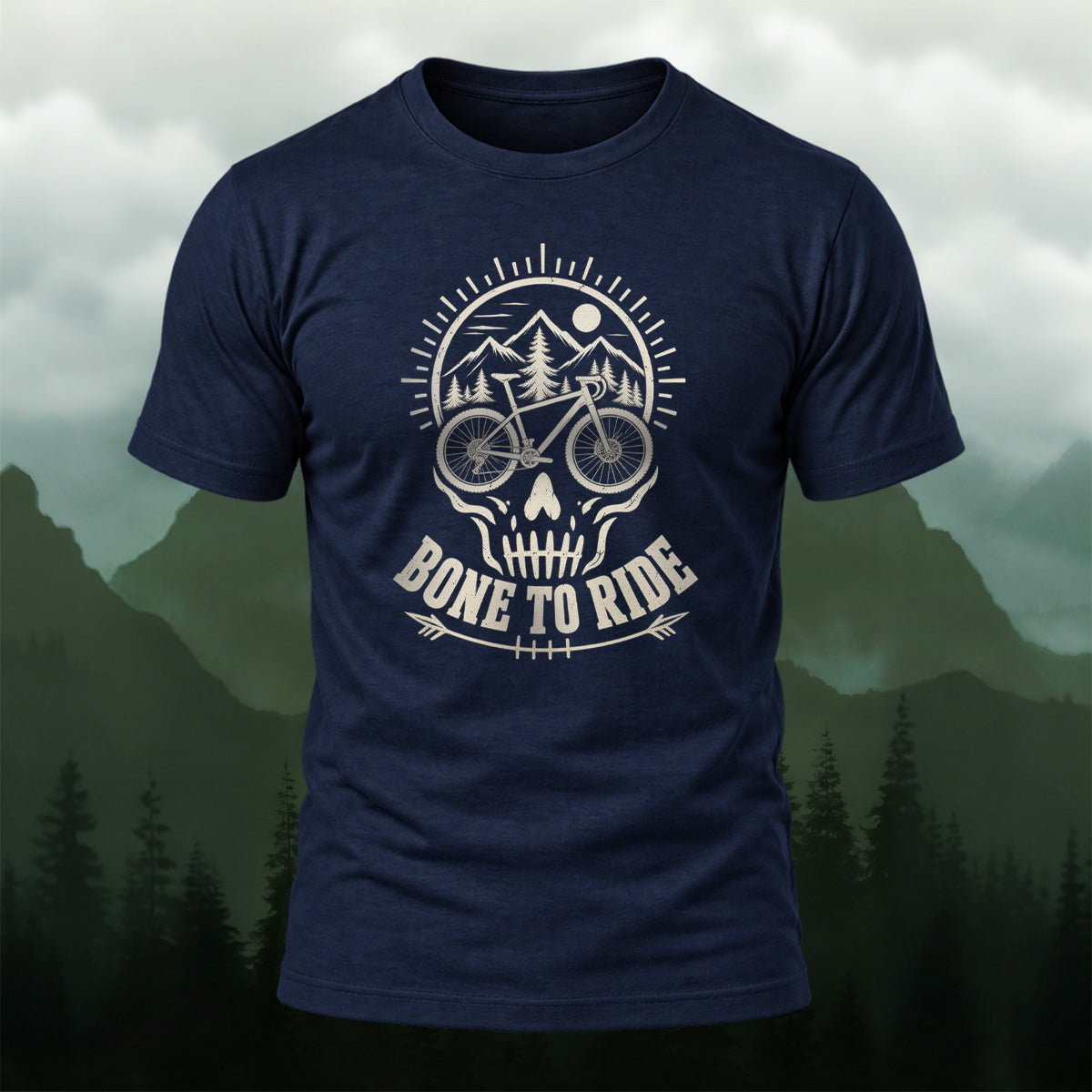 Retro Edgy Cycling Skull Premium Cotton T-Shirt
