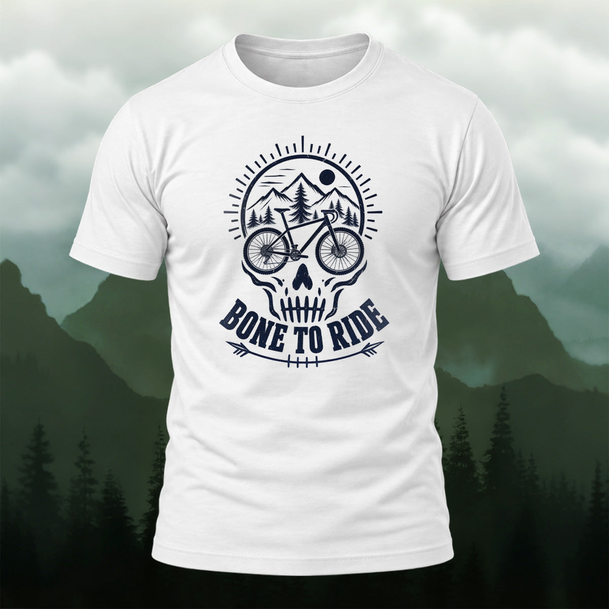 Retro Edgy Cycling Skull Premium Cotton T-Shirt