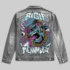 Edgy Colorful Skull Denim Jacket