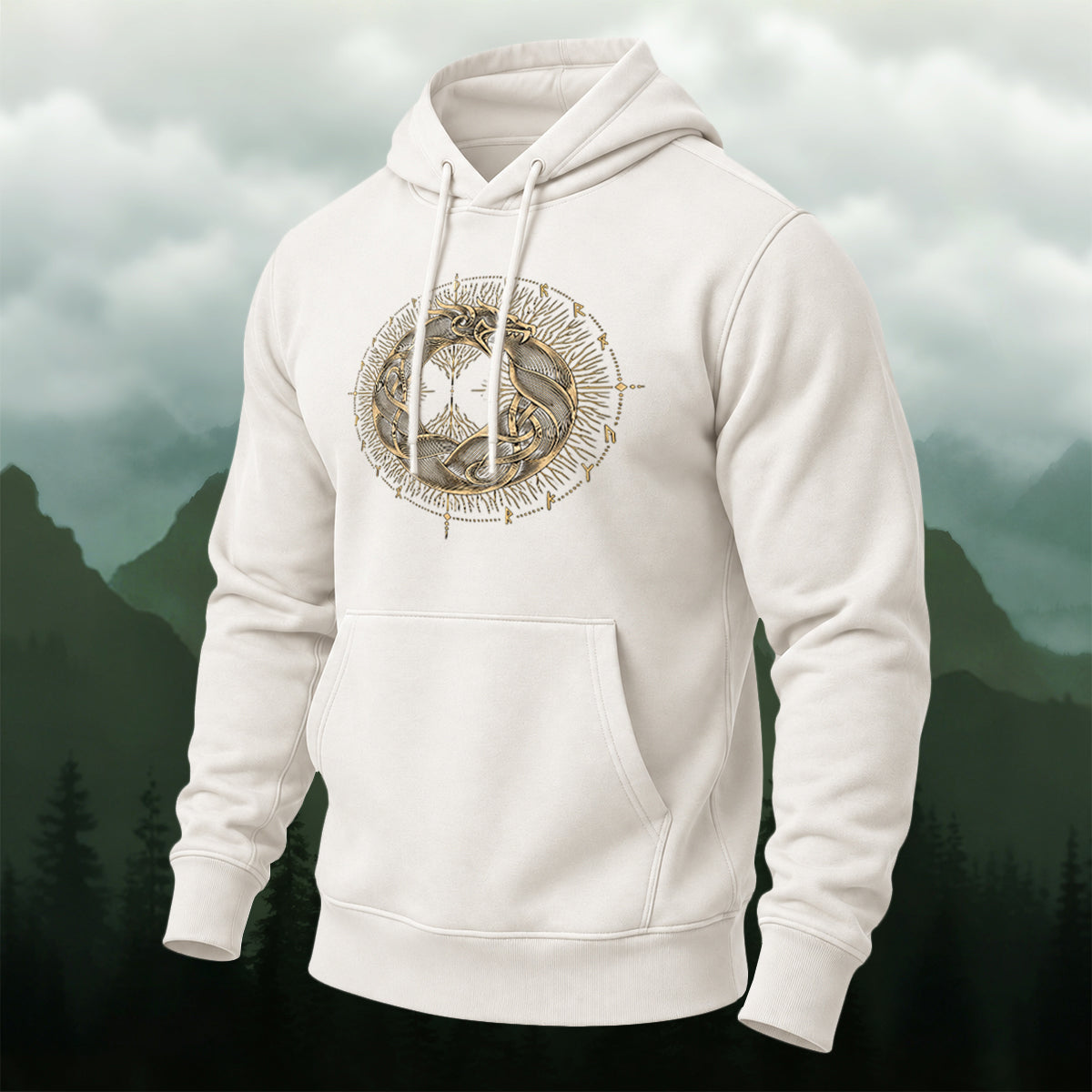 Cotton Made Mystical Viking Dragon Hoodie