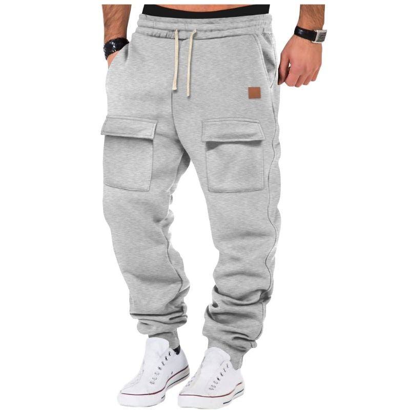 Men's Fleece-Lined Multiple Pockets Drawstring Sweatpants