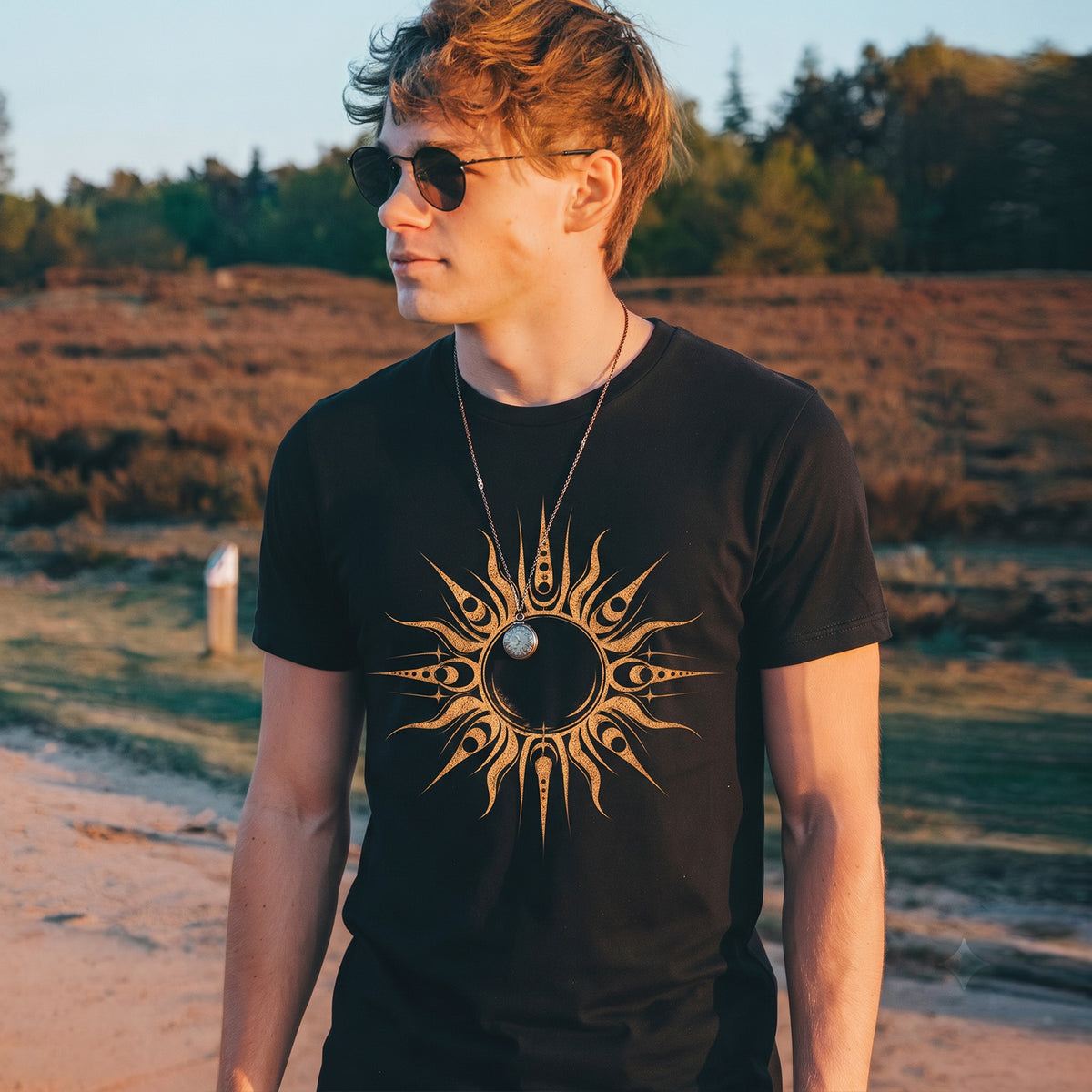 Abstract Sun Print Premium Cotton T-Shirt