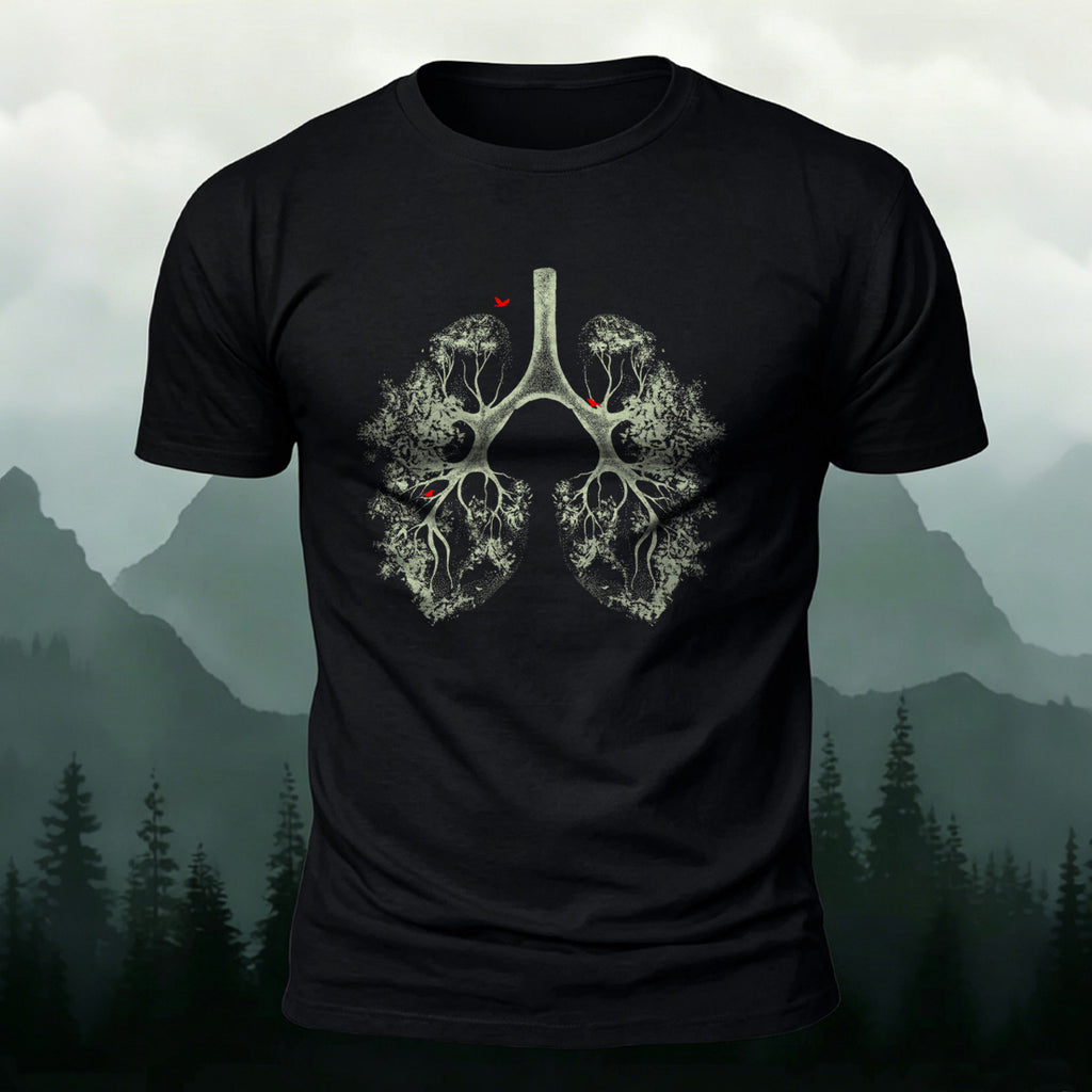 Lush Branches Lung Print Skin-friendly Cotton T-shirt