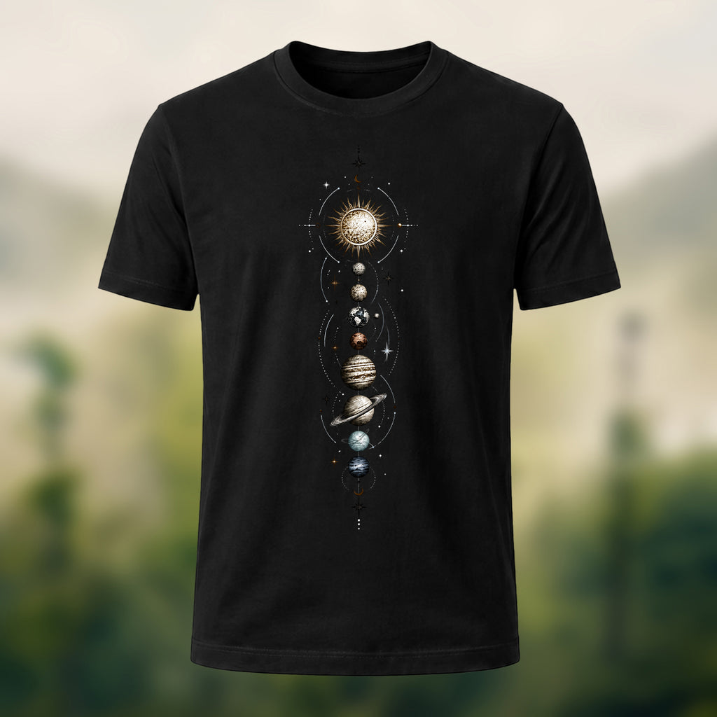 DTG Artistic Solar System Combed Cotton T-Shirt