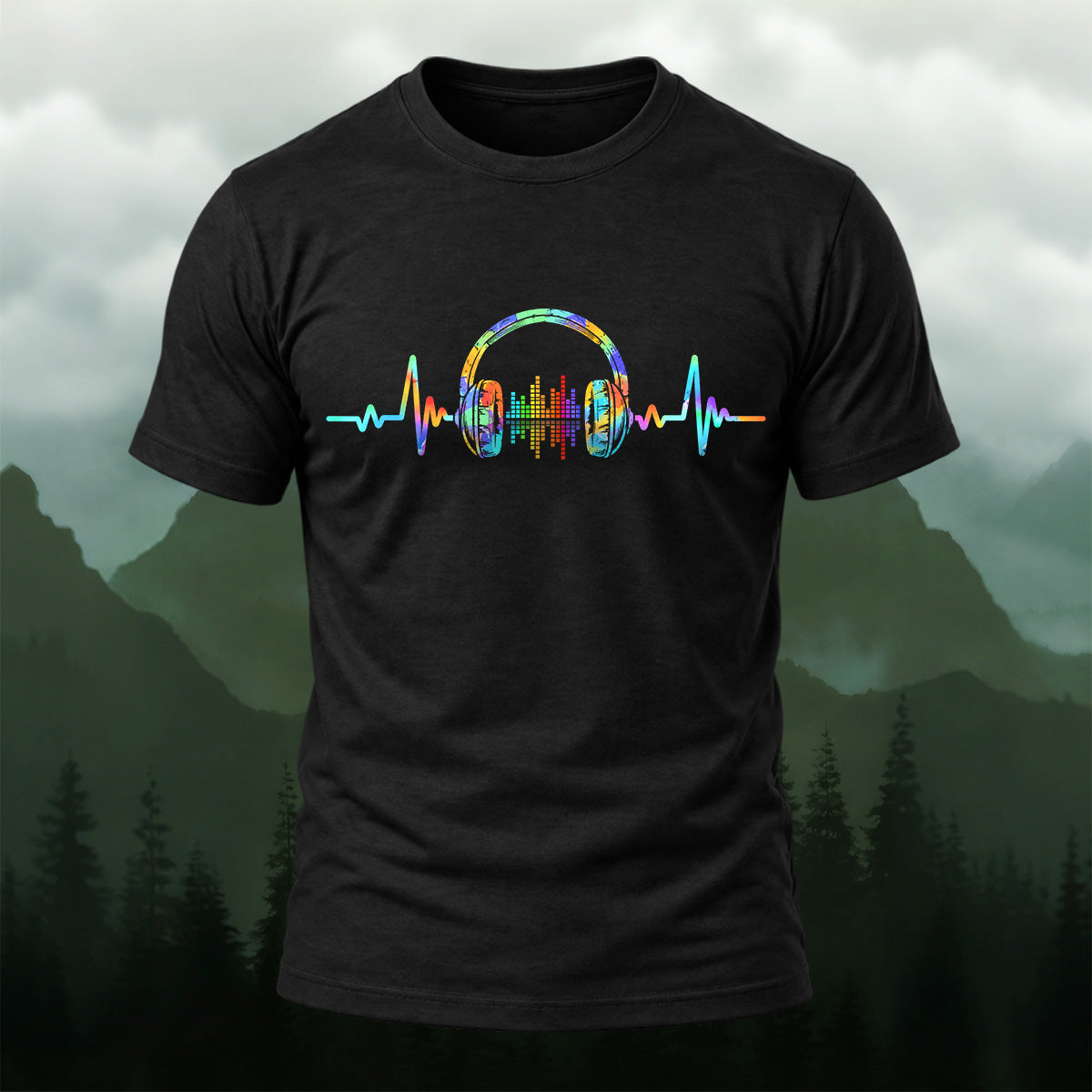 Colorful Audio Headphone Combed Cotton T-Shirt