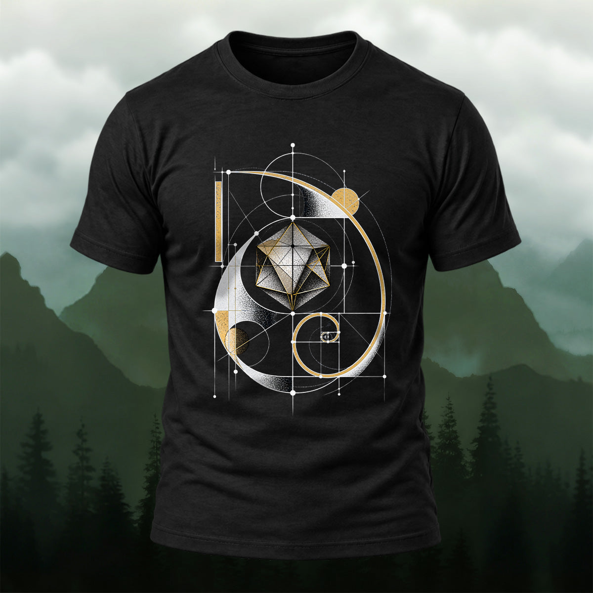 DTG Geometric Polyhedron Premium Cotton T-Shirt