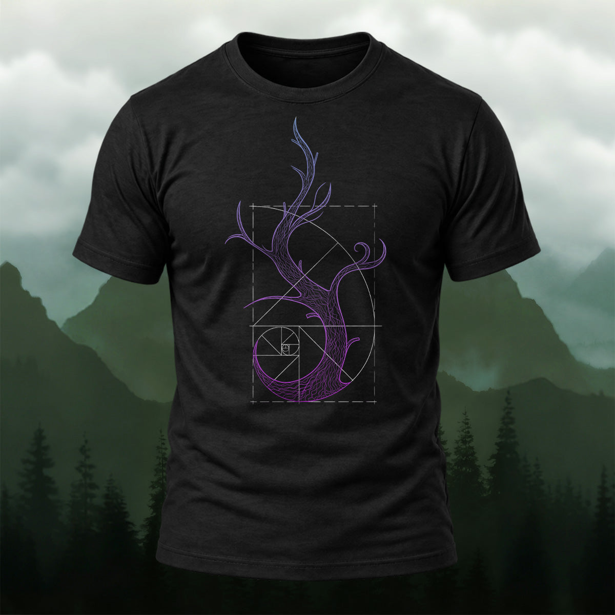 DTG Modern Geometric Branch Soft Cotton T-Shirt