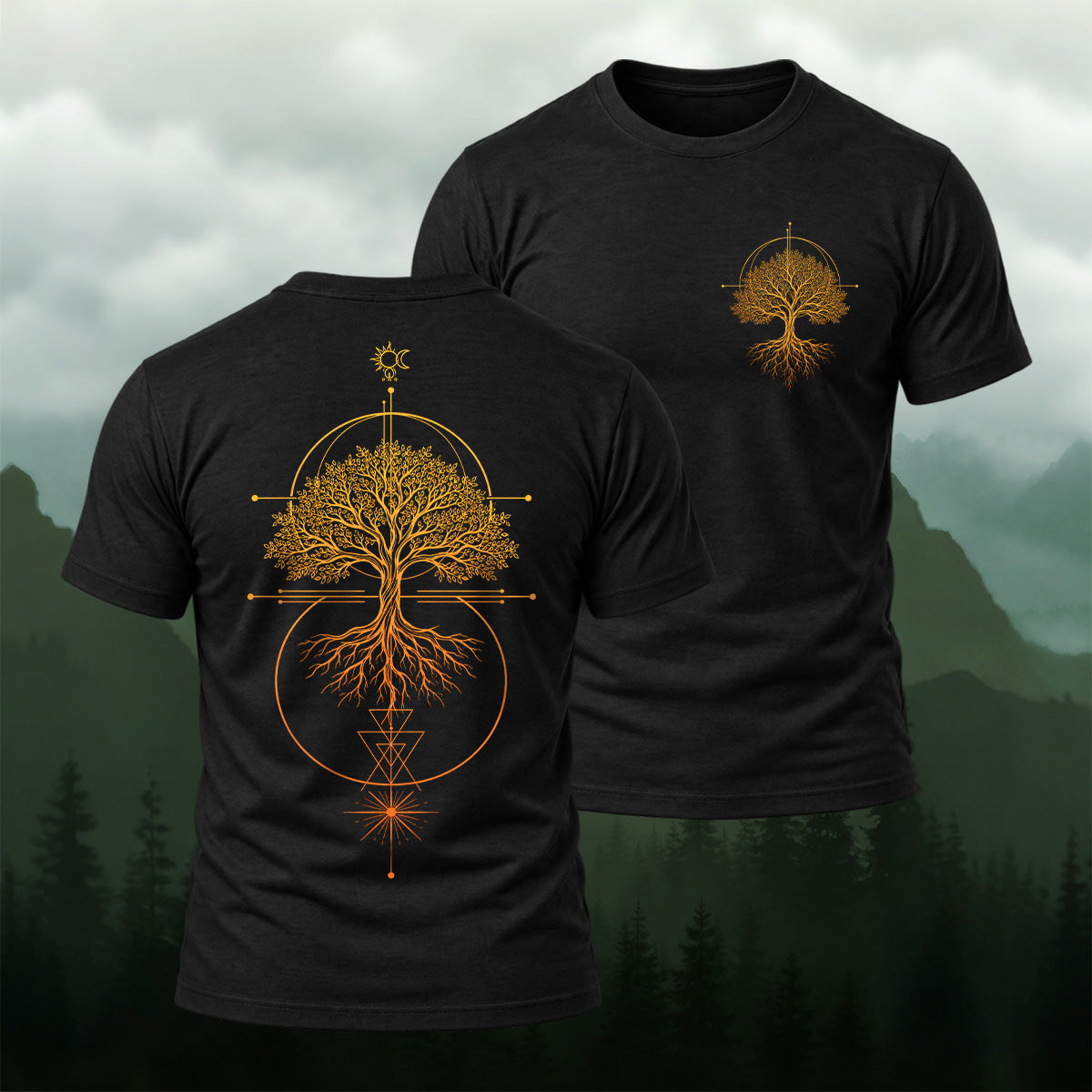 Artistic Geometric Tree Premium Cotton T-Shirt