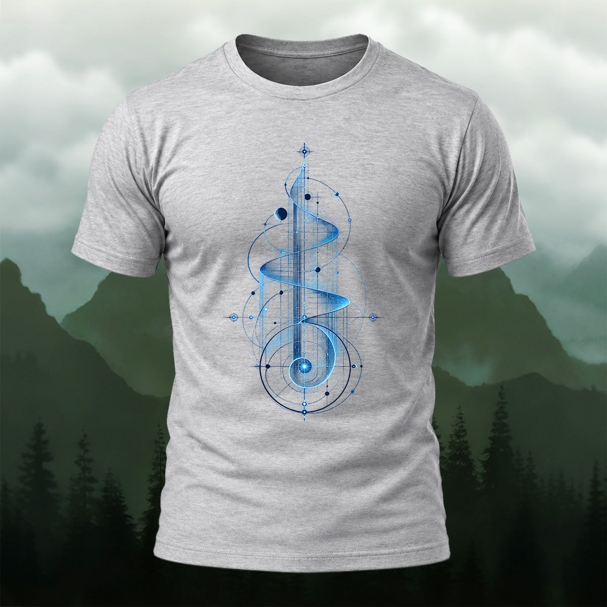 Geometric Spiral Structure Soft Cotton T-Shirt