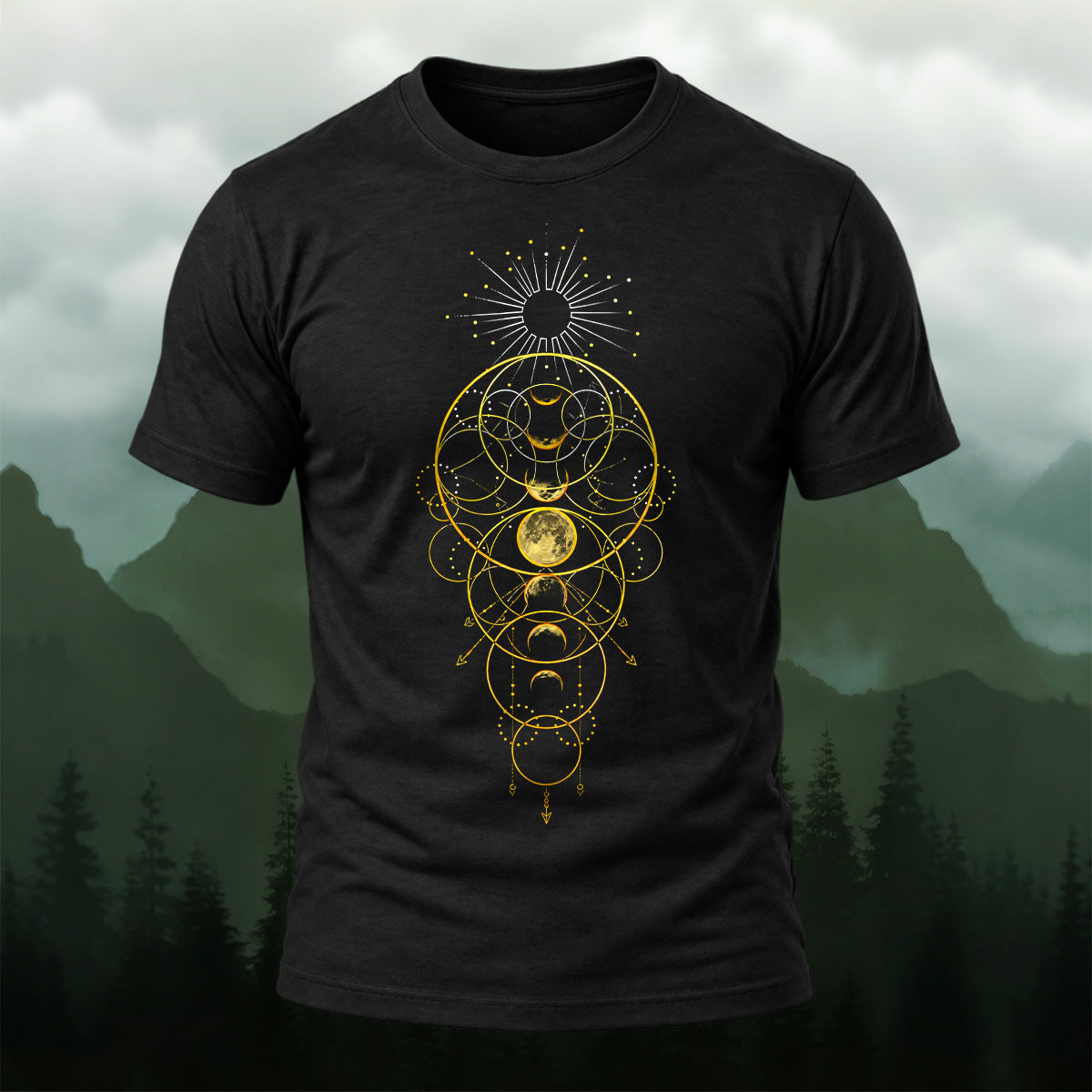 Minimal Lunar Phase Combed Cotton T-Shirt