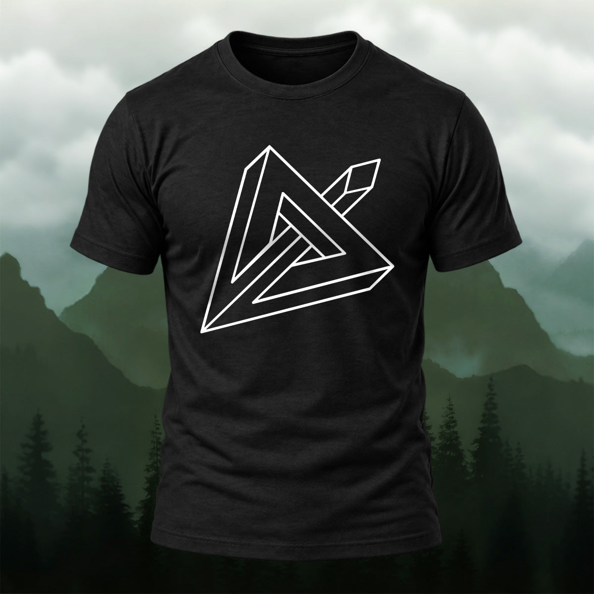 Optical Illusion Impossible Triangle Cotton T-Shirt