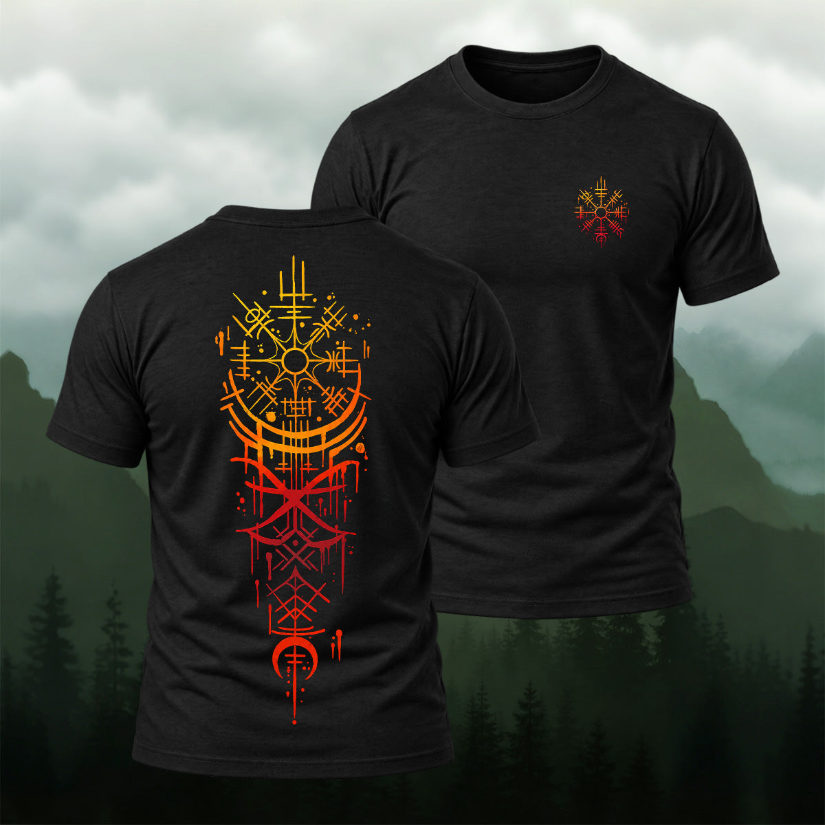 Mystical Geometric Emblem Cotton T-Shirt