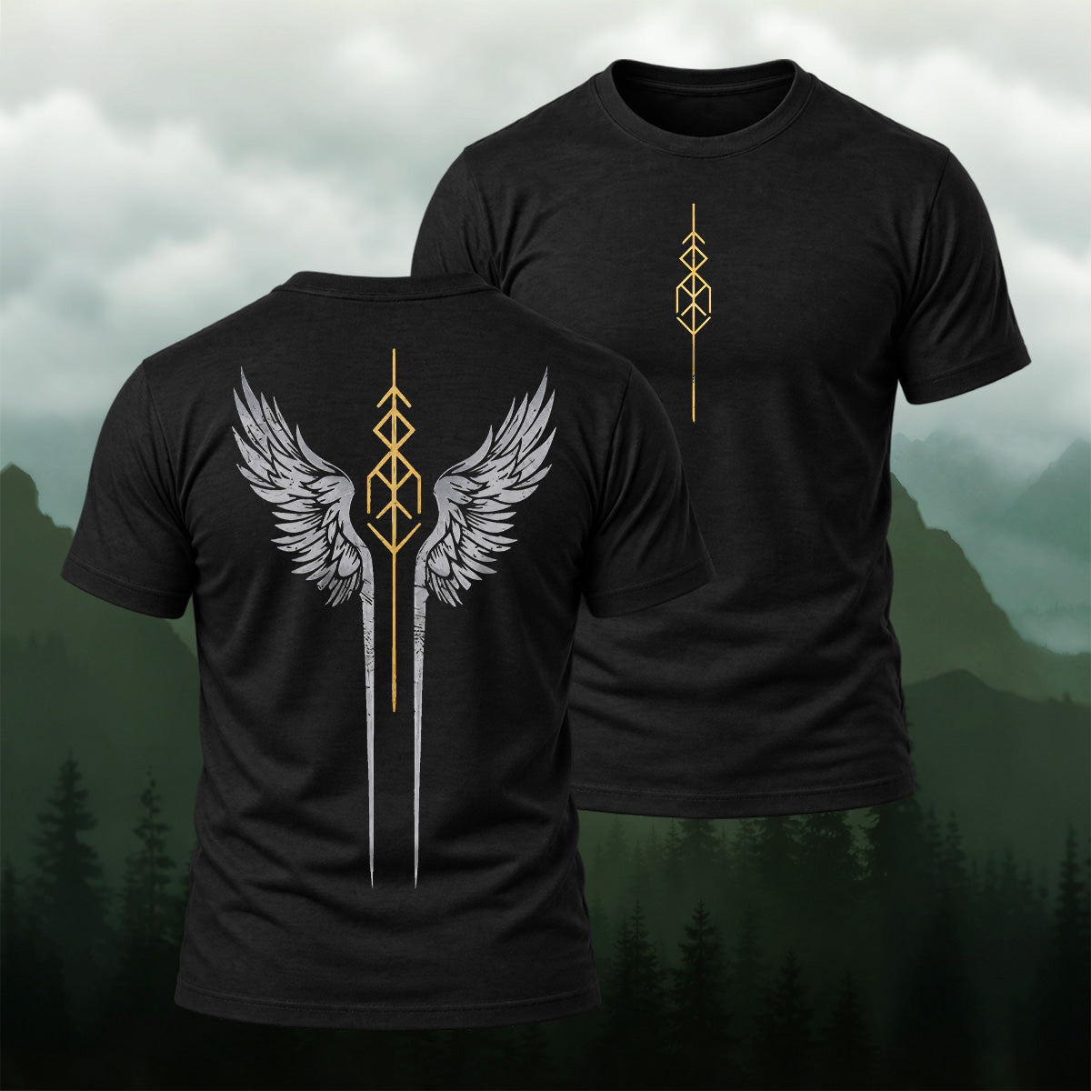 Mythic Winged Emblem Combed Cotton T-Shirt
