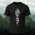 Artistic Linear Flame Motif Premium Cotton T-Shirt