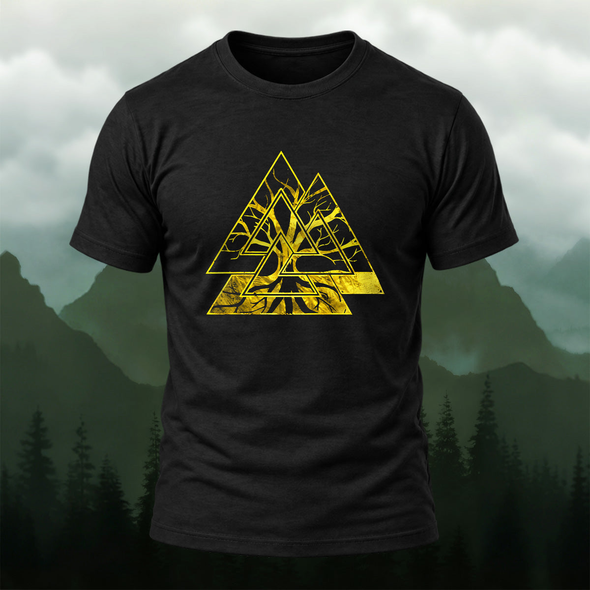 Golden Layered Triangle Soft Cotton T-Shirt