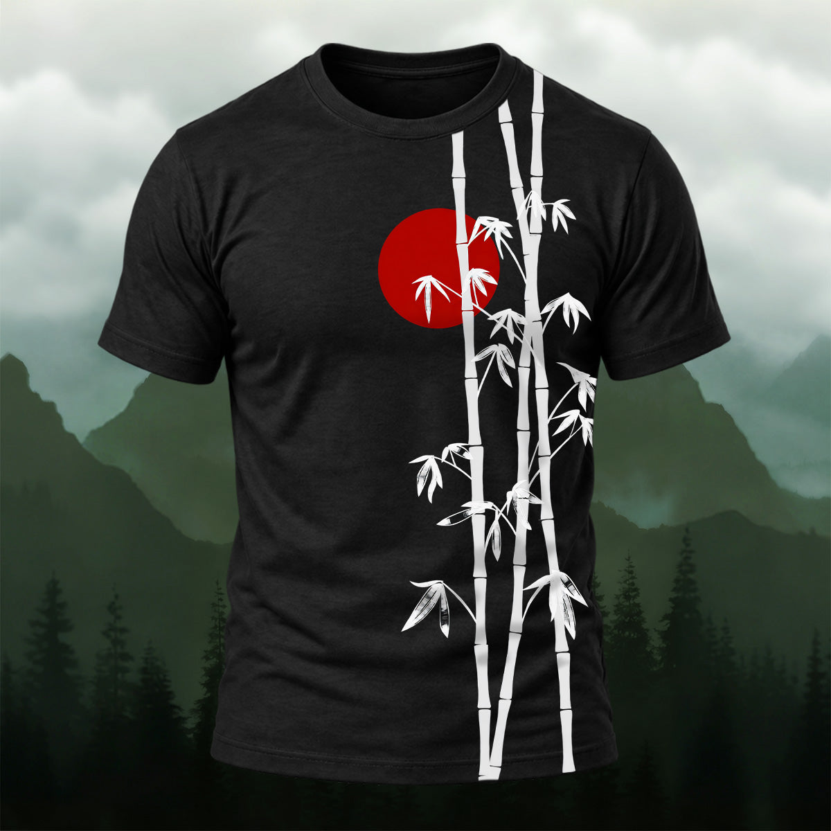 Serene Bamboo Silhouette All-Over Print T-Shirt