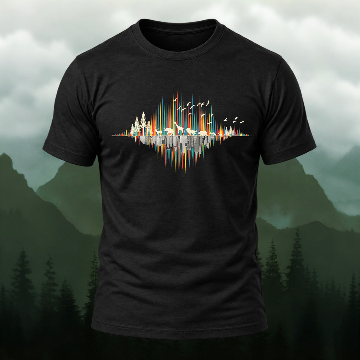 Artistic Forest Wildlife Combed Cotton T-Shirt