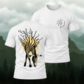 Artistic Branching Antler Deer Combed Cotton T-Shirt